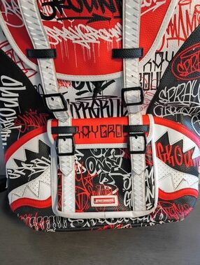 Sprayground Book Bag Backpack Graffiti Print Aop red/white/black w/original tags